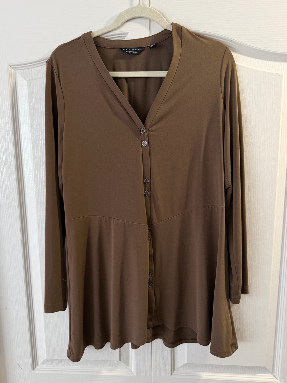 Susan Graver Brown Everyday Scoop-Neck Top